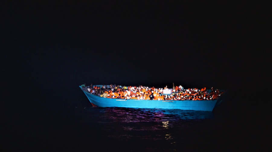 Upon discovery by Europe's security force. Image courtesy of Human Flow, Directed by Ai Wei Wei.