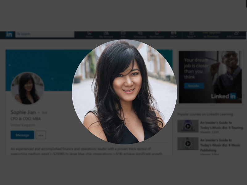 Sophie Jian is Warner Music Asia's new finance and operations SVP. Image from LinkedIn