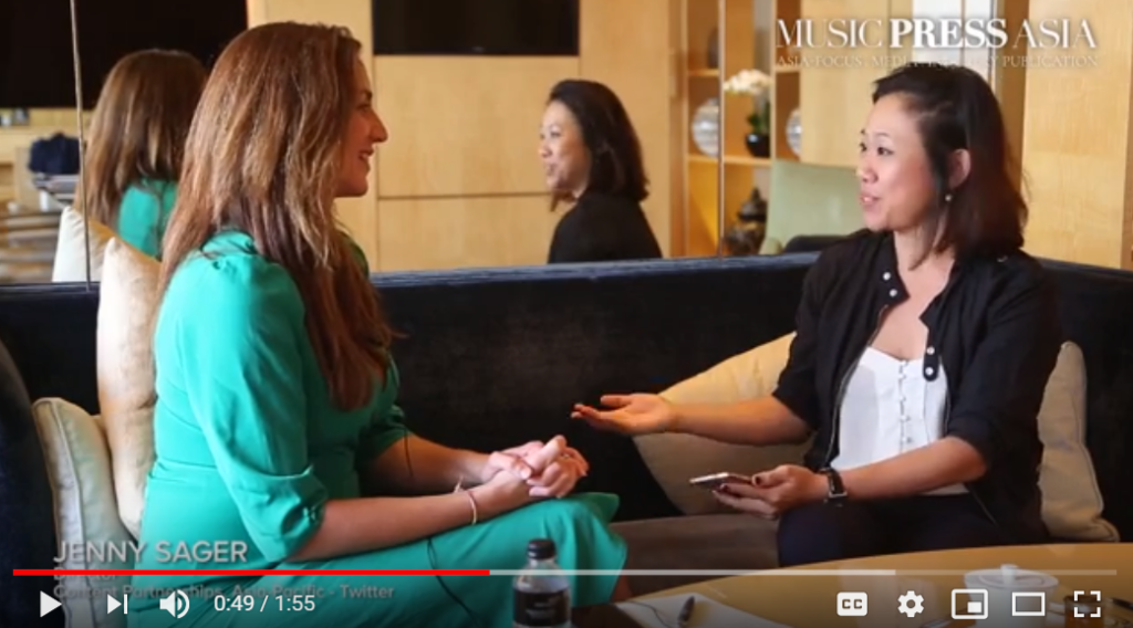 L-R: Jenny Sager [Director of Content Partnership APAC, Twitter] chats up with Monica,Editor-in-Chief at Music Press during one of the interview sessions at Music Matters/All That Matters 2018