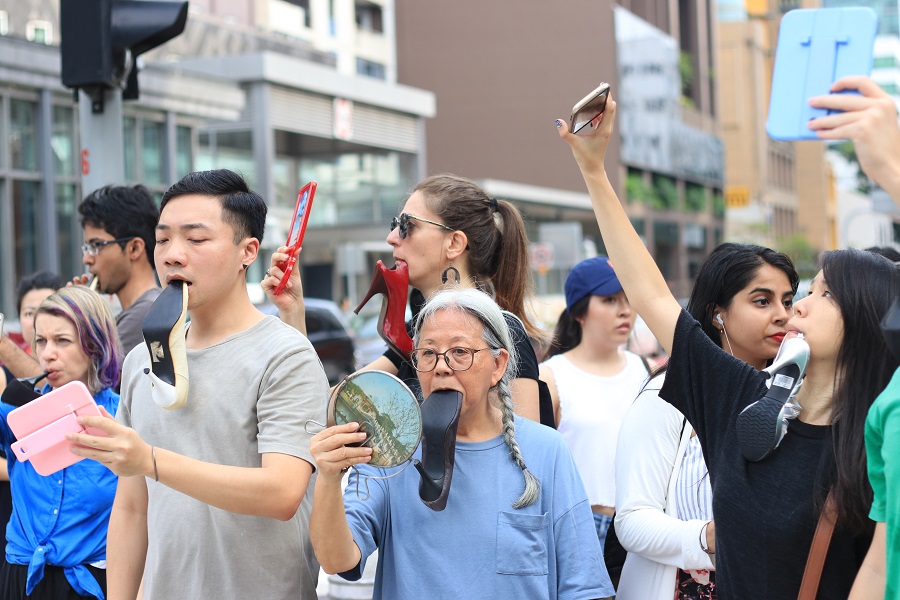 Let's Walk is a public participatory performance by Amanda Heng. Image courtesy of Amanda Heng.