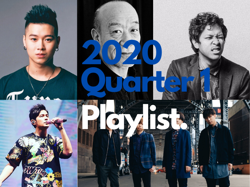 Music Press Asia's Q1 Playlist. Top l-r: OSN, Joe Hisaishi, Jay Chao. Bottom l-r: Hindia, Official HIGE DANdism.