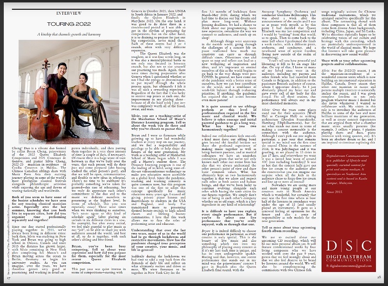 Bryan Silvie Cheng2duo interview. Music Press Asia