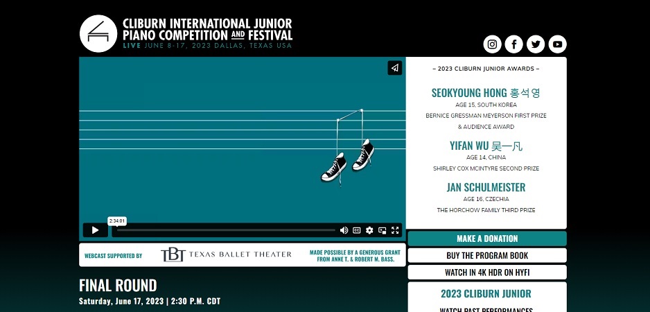 Cliburn Junior Piano competition 2023. Music Press Asia