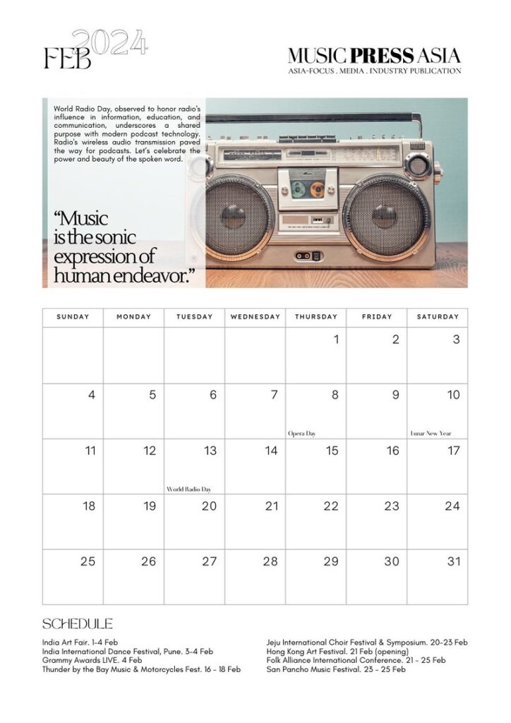Feb 2024 Calendar. Music Press Asia