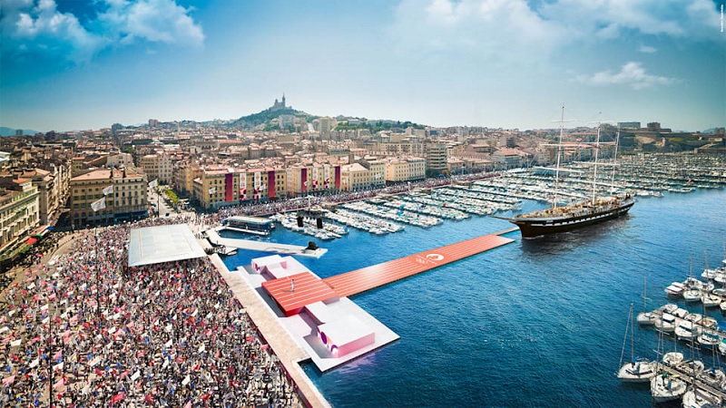 Marseille France saw the Olympic flame arrival. Paris 2024. Music Press Asia