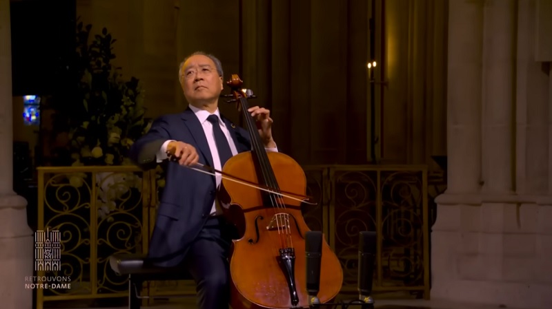 YoYo Ma perform at Notre Dame Cathedral Reopening 2024 Newswire by Music Press Asia