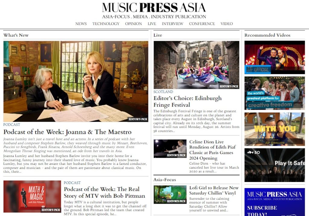 Joanna Lumley podcast Music Press Asia